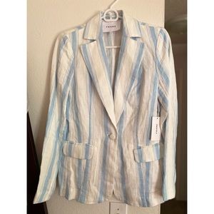 FRAME DENIM White Blue Stripe Classic Blaz…